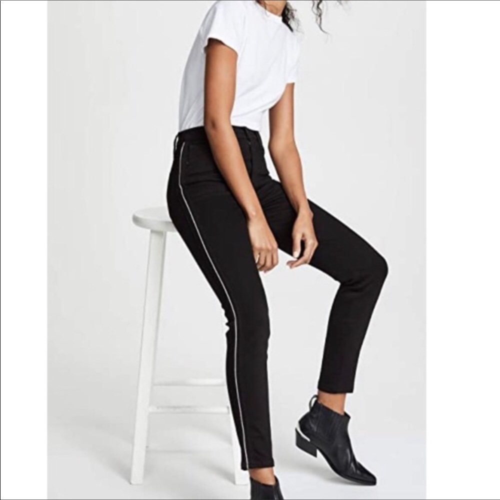 Hudson Holly Skinny High Rise Metallic Stripe Black Jean W25